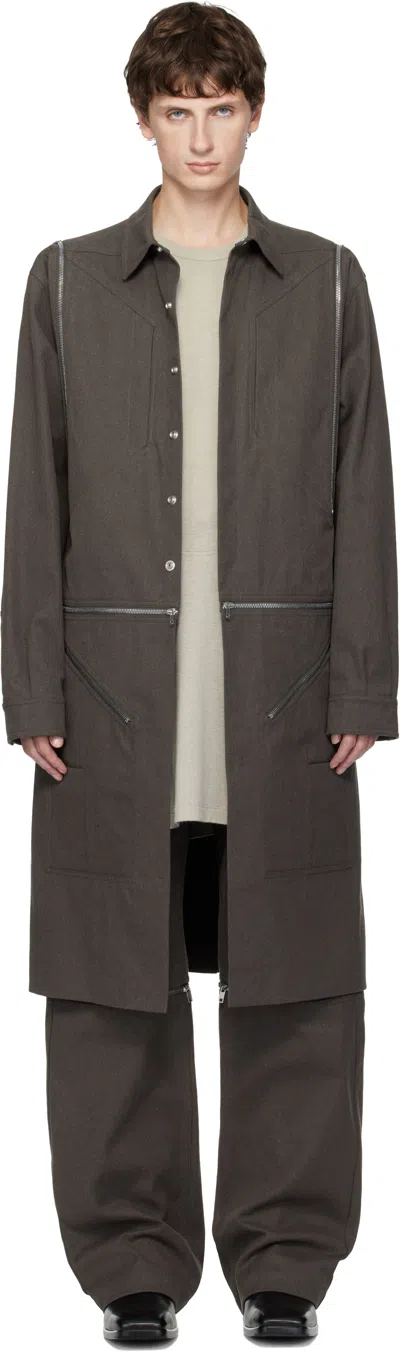 Rick Owens Brown Concordians Heizer Long Coat