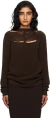 Rick Owens Brown Concordians Ls Sweater
