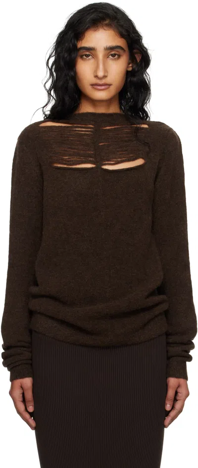 Rick Owens Brown Concordians Ls Sweater