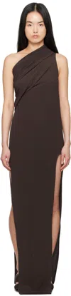 Rick Owens Brown Hollywood Athena Arrowhead Maxi Dress In 14 Mahogany