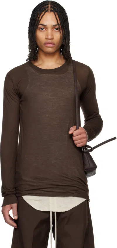 Rick Owens Brown Hollywood Basic Ls T-shirt In 14 Mahogany