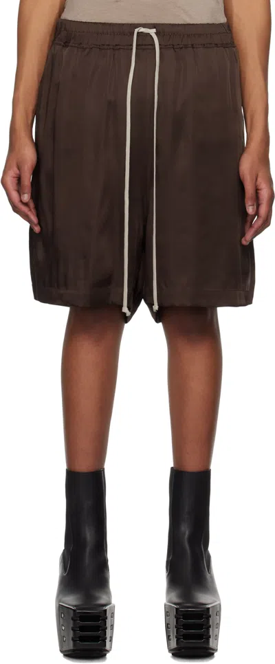 Rick Owens Brown Hollywood Boxers Shorts In 14 Mahogany