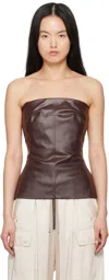 Rick Owens Brown Hollywood Bustier Denim Top In 14 Mahogany