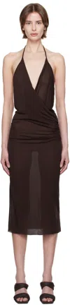 Rick Owens Brown Hollywood Draped Dress In 14 Mahogany