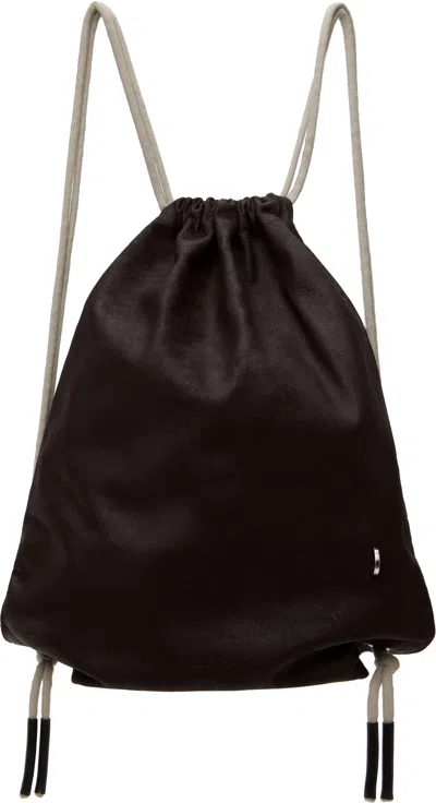 Rick Owens Brown Hollywood Drawstring Backpack In 1408 Mahogany/pearl