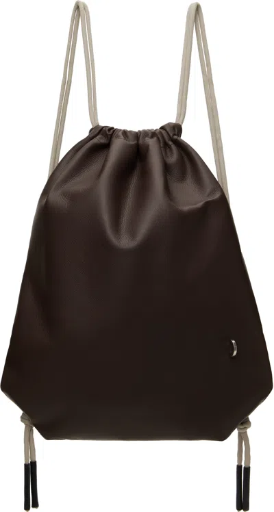 Rick Owens Brown Hollywood Drawstring Backpack In 1408 Mahogany/pearl