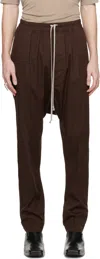 Rick Owens Brown Hollywood Drawstring Cropped Trousers In 14 Mahogany