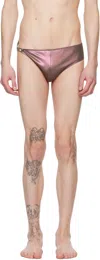 Rick Owens Brown Hollywood Hydra Swim Briefs In 84 Mahogany Metallic