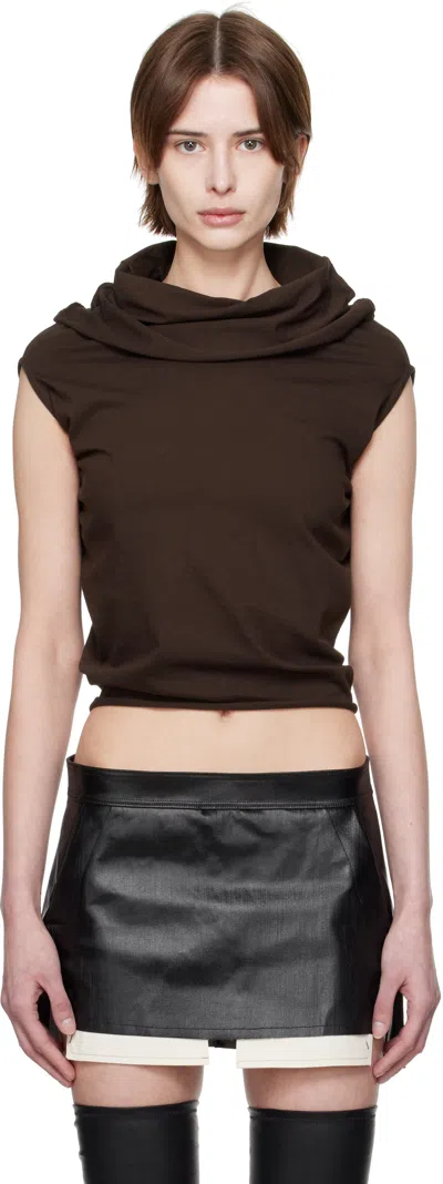 Rick Owens Brown Hollywood Jersey Shroud Top In 14 Mahogany