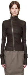Rick Owens Brown Hollywood Jkt Leather Jacket In 14 Mahogany