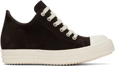 Rick Owens Brown Hollywood Low Sneakers In 1411 Mahogany/milk