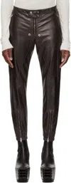 Rick Owens Brown Hollywood Luxor Leather Pants In 14 Mahogany
