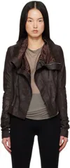 Rick Owens Brown Hollywood Naska Leather Biker Jacket In 14 Mahogany