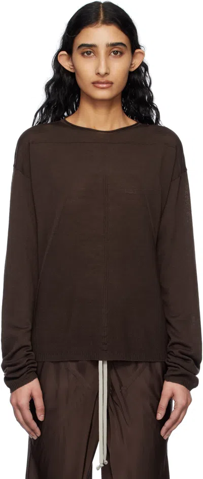 Rick Owens Brown Hollywood Pull Sweater In 14 Mahogany