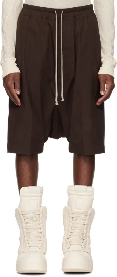 Rick Owens Brown Hollywood Rick's Pods Shorts In 14 Mahogany