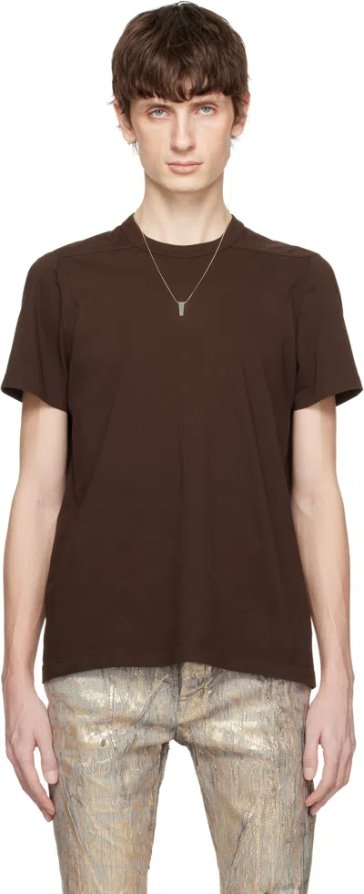 Rick Owens Brown Hollywood Short Level T-shirt In 14 Mahogany