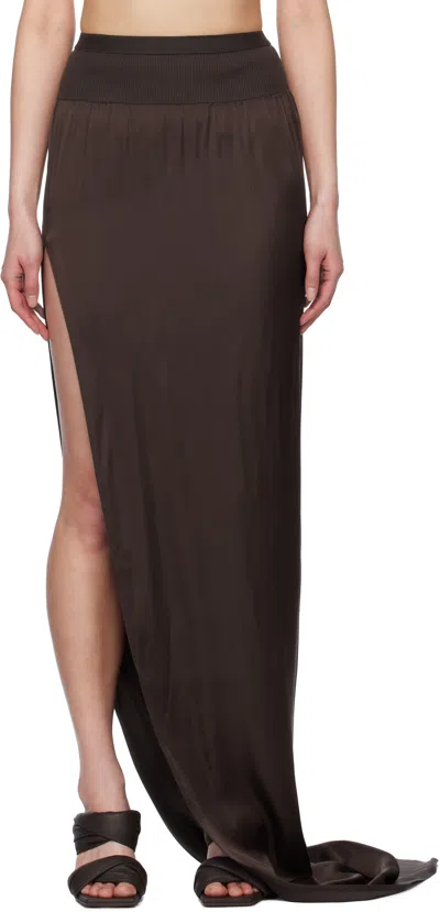 Rick Owens Brown Hollywood Slit Maxi Skirt In 14 Mahogany
