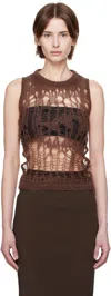 Rick Owens Brown Hollywood Spider Tank Top In 14 Mahogany