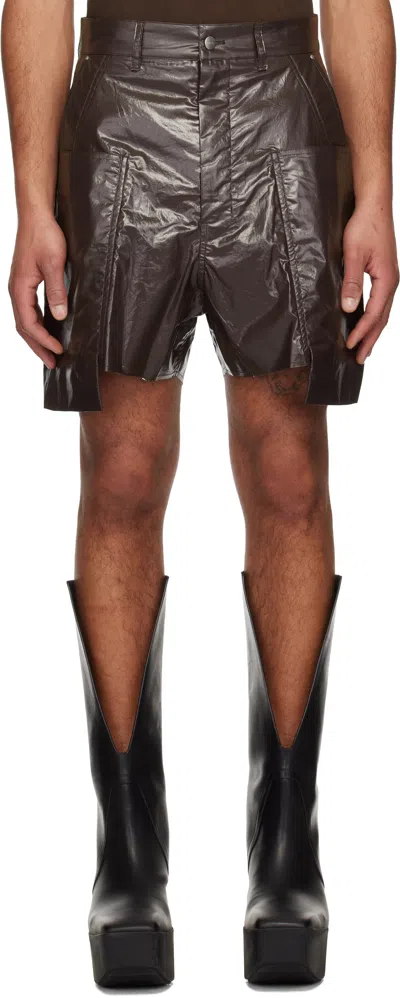 Rick Owens Brown Hollywood Stefan Cargo Shorts In 14 Mahogany
