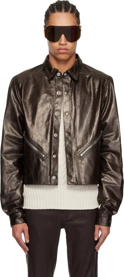 Rick Owens Brown Hollywood Tour Alice Leather Jacket In 14 Mahogany