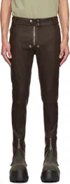 Rick Owens Brown Hollywood Tyrone Belas Leather Pants In 14 Mahogany