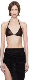 Rick Owens Brown Hollywood Waxy Lamb Leather Bra In 14 Mahogany