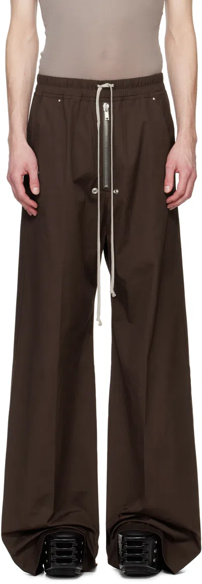 Rick Owens Brown Hollywood Wide Bela Trousers In 14 Mahogany