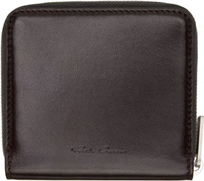 Rick Owens Brown Hollywood Zipped Wallet In Black
