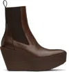 Rick Owens Brown Hollywoode Sliver Platform Beatles Chelsea Boots In 14 Mahogany