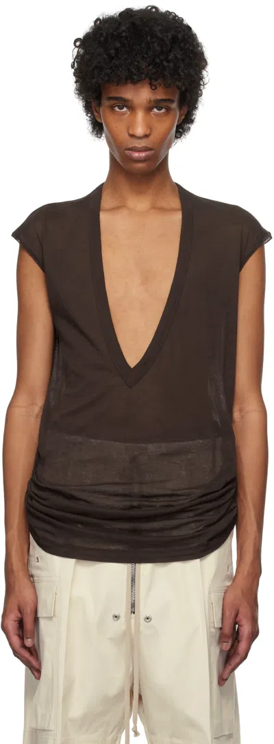 Rick Owens Brown Holywood Dylan T-shirt In 14 Mahogany