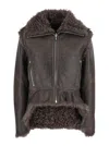 Rick Owens Brown Jacket With Reversible Design And Asymmetric Hem In Leather Woman In Brown