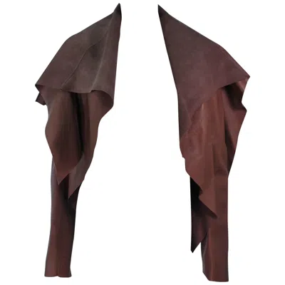 Pre-owned Rick Owens Brown Lamb Leather Drape Jacket With Pleated Back Size 38