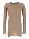 Rick Owens Brown Long-sleeve T-shirt In Viscose And Silk Blend Man In Brown