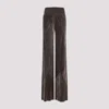 Rick Owens Wide-leg Trousers With Ribbed Waistband In Brown