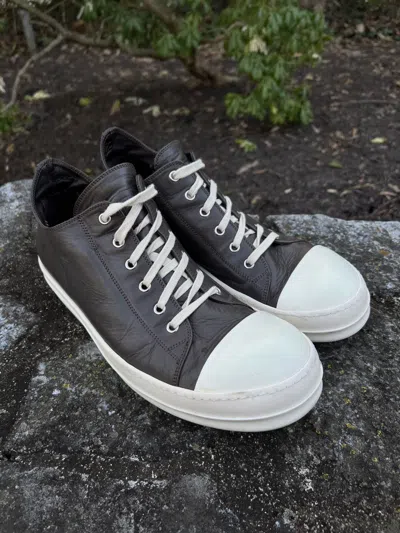 Pre-owned Rick Owens Brown Mainline Leather Low Ramones (44) Shoes