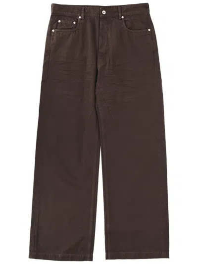 Rick Owens Brown Mid Rise Jeans In Burgundy