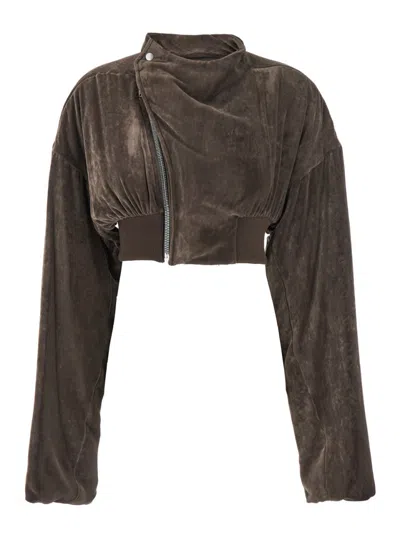 Rick Owens Brown Mock Collar Jacket