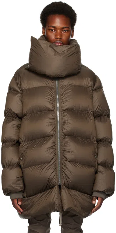 Rick Owens High Neck Mountain Down Jacket In 34 Dust