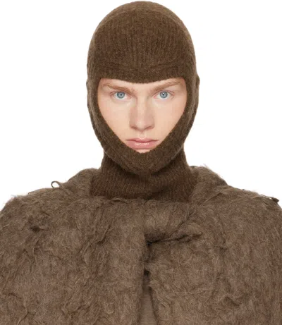 Rick Owens Brown Porterville Alpaca Knit Skull Balaclava In 04 Brown