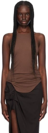 Rick Owens Brown Porterville Basic Rib Tank Top In 93 Throat