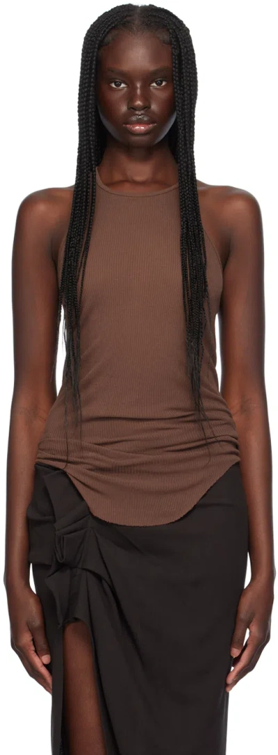 Rick Owens Brown Porterville Basic Rib Tank Top In 93 Throat