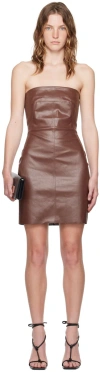 Rick Owens Brown Porterville Bustier Denim Minidress In 93 Throat