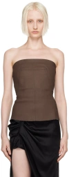 Rick Owens Brown Solid Strapless Top In 35 Bean