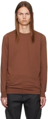 RICK OWENS BROWN PORTERVILLE CLASSIC LONG SLEEVE T-SHIRT