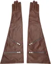 Rick Owens Brown Porterville Gauntlets Gloves In 93 Throat