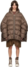 Rick Owens Brown Porterville Hooded Peter Down Jacket In 134 Fawn
