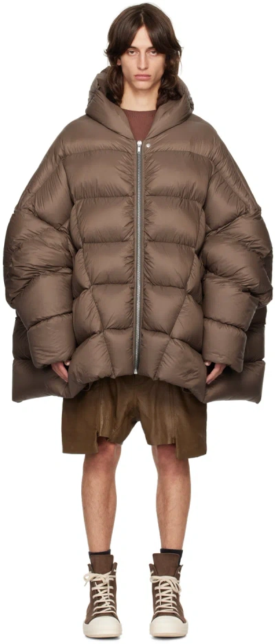 Rick Owens Brown Porterville Hooded Peter Down Jacket In 134 Fawn