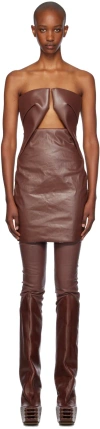 RICK OWENS BROWN PORTERVILLE PRONG MINIDRESS