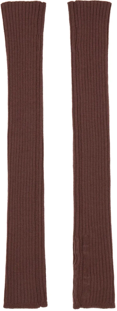 Rick Owens Brown Porterville Ribbed Arm Warmers In 93 Throat