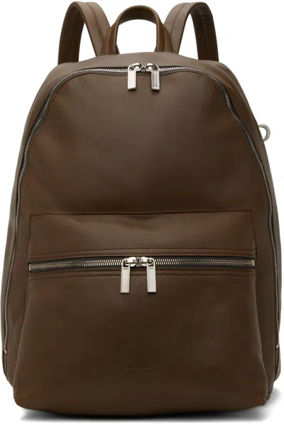 Rick Owens Logo-debossed Backpack In Brown